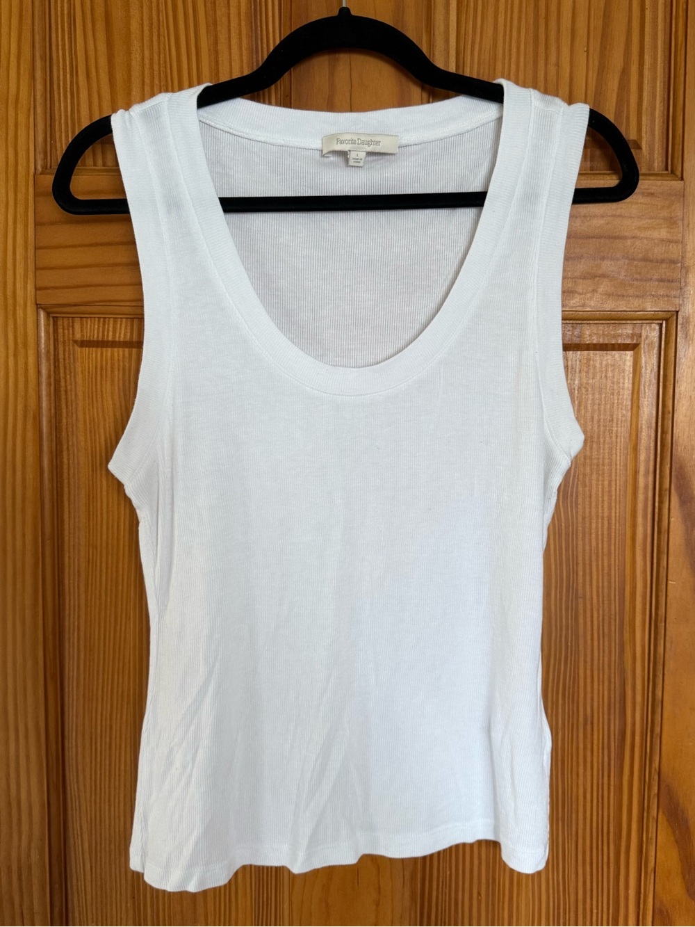 Favorite Daughter White Scoop Neck Tank, Size Large
